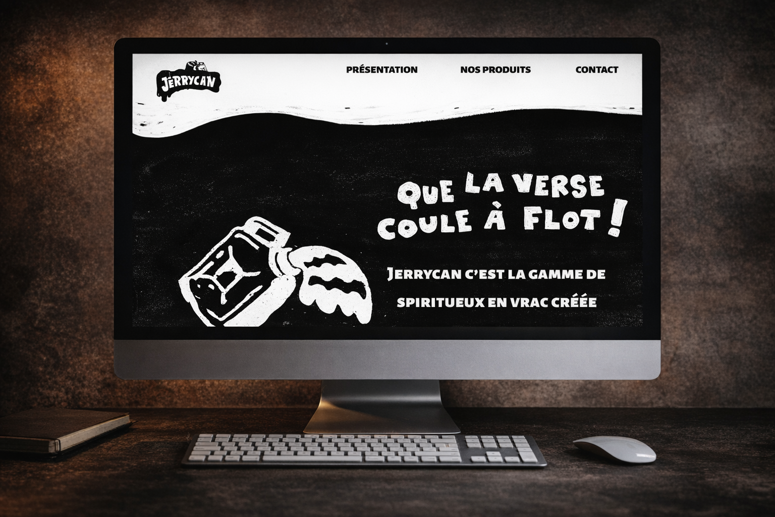 Écran d'ordinateur affichant le site internet jerrycanspirits.com, conception web et identité digitale. - réalisé par Agence Kulte